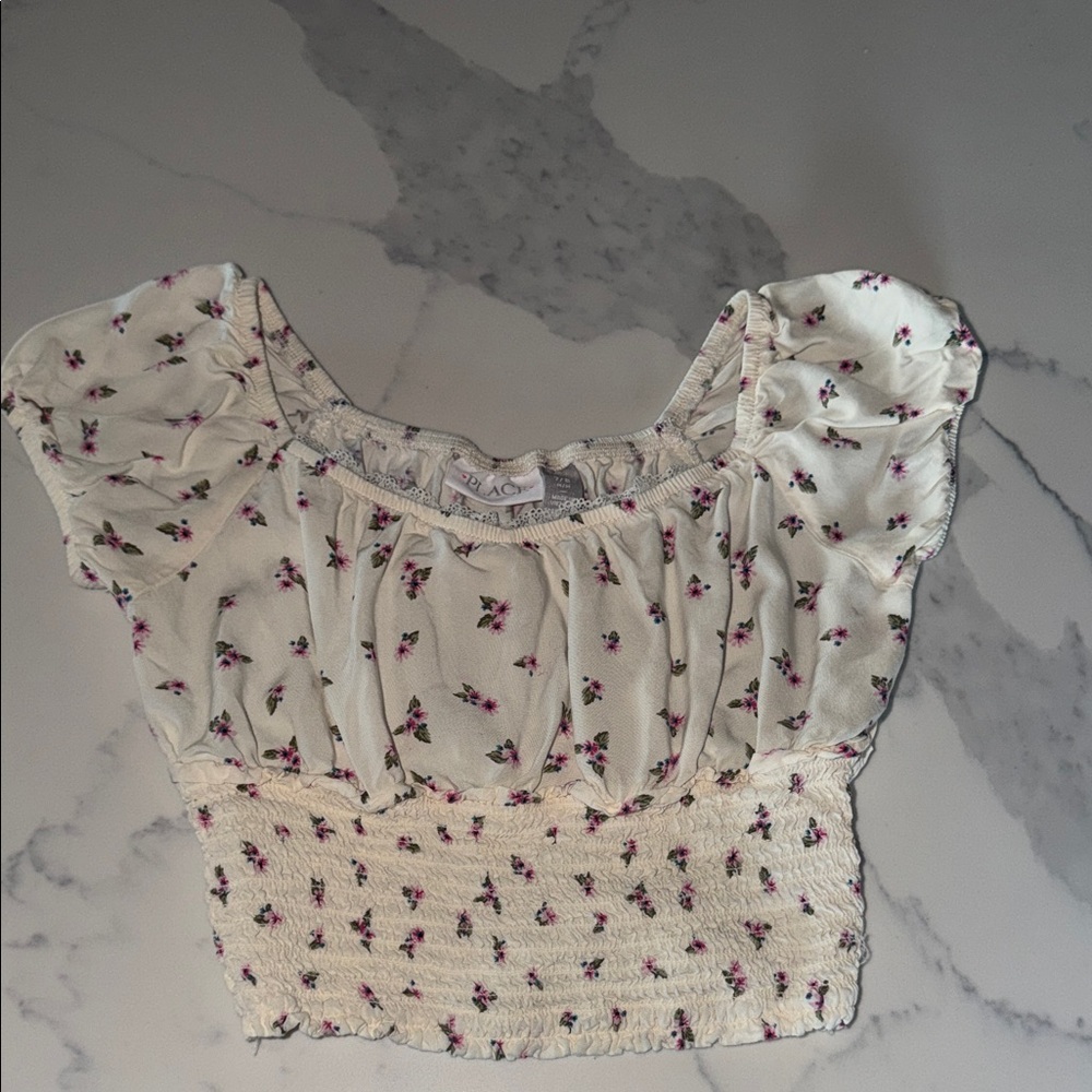 The Children's Place Cream Floral Crop Top